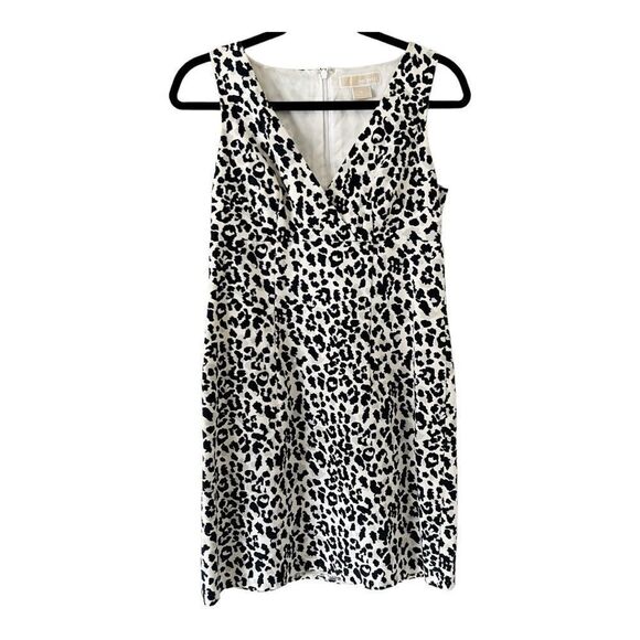 Michael Kors Sleeveless Textured Cross Front Animal Print Sheath Dress Size 4 - Picture 1 of 9